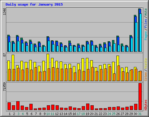 Daily usage for January 2015