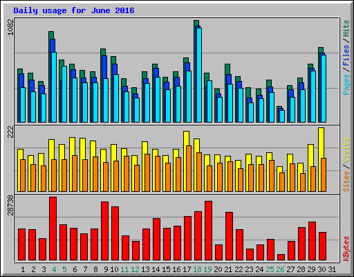 Daily usage for June 2016