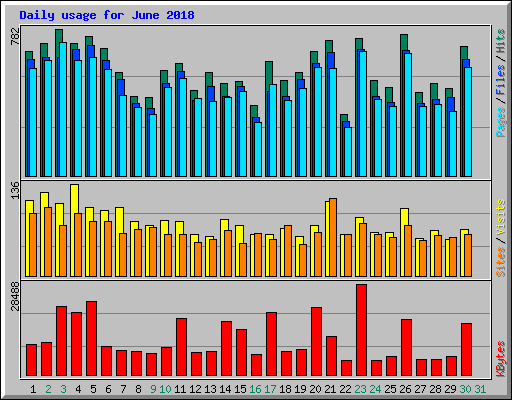 Daily usage for June 2018