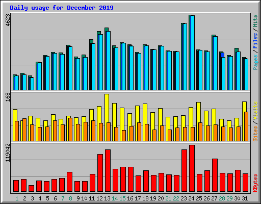 Daily usage for December 2019