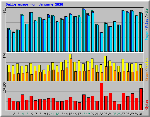 Daily usage for January 2020