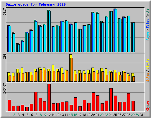 Daily usage for February 2020