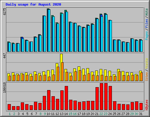 Daily usage for August 2020