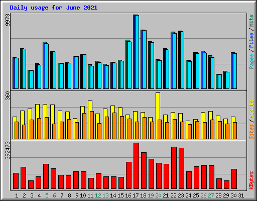 Daily usage for June 2021