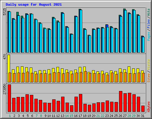 Daily usage for August 2021