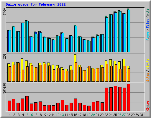 Daily usage for February 2022