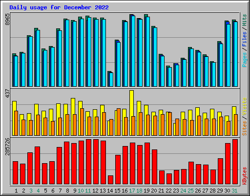 Daily usage for December 2022