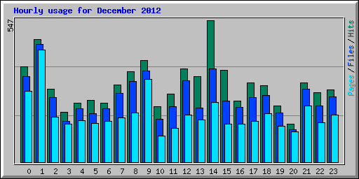 Hourly usage for December 2012