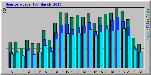 Hourly usage for March 2013