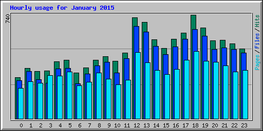 Hourly usage for January 2015