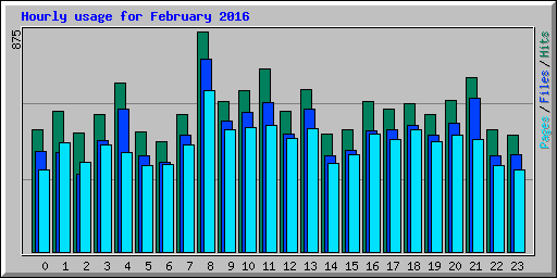 Hourly usage for February 2016