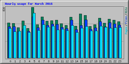 Hourly usage for March 2016