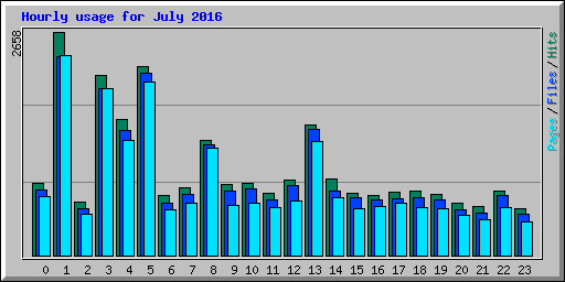 Hourly usage for July 2016