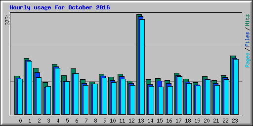 Hourly usage for October 2016