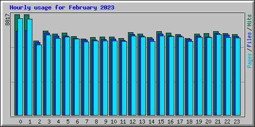 Hourly usage for February 2023